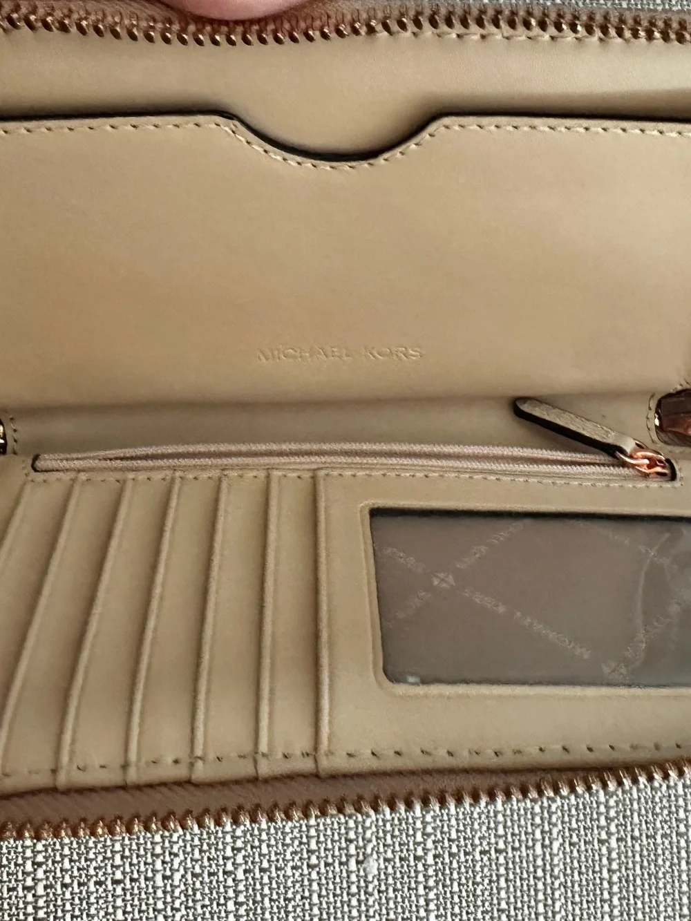 Michael Kors Metallic Rose Gold Patent Zip-Around Wallet
